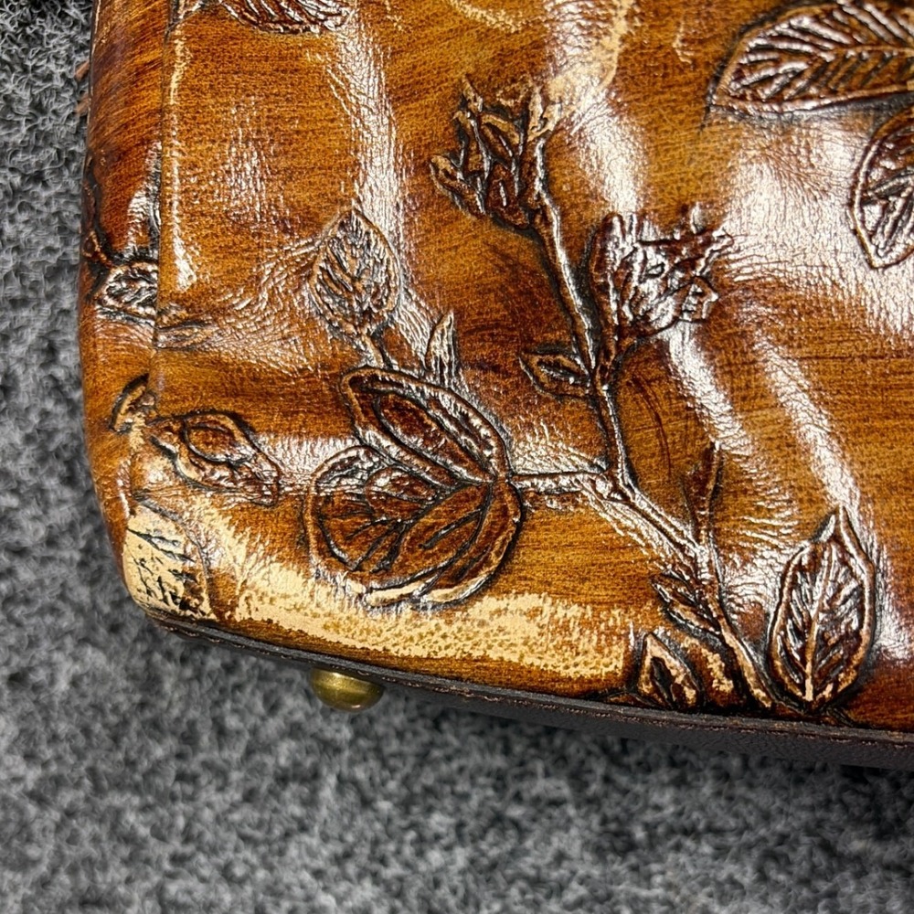 Patricia Nash Tote Bag Womens Tan Floral Embossed Leather Tassel Boho Western - Picture 5 of 11